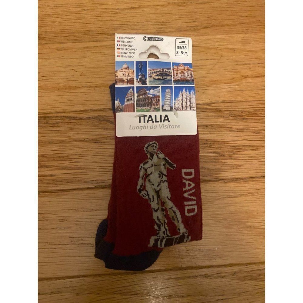 New Italia unisex statue of David high crew socks size 35/38 3-5 1/2